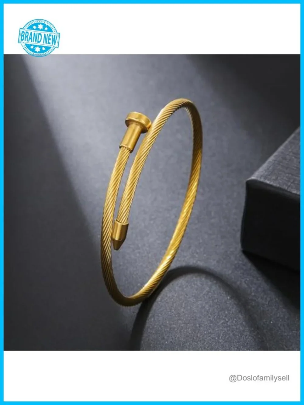 18K Gold Plated Stackable Love Bangle Bracelet Set 3 Pcs Stainless Steel CZ